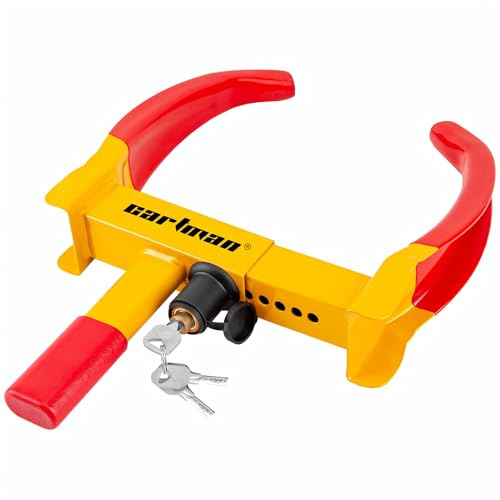 CARTMAN Radkralle, verstellbar 17,8–27,9 cm, Stahl, Gelb-Rot | Mit Kupferschloss, Felgenschutz und 3 Schlüsseln für Autos, Anhänger, SUVs und ATVs