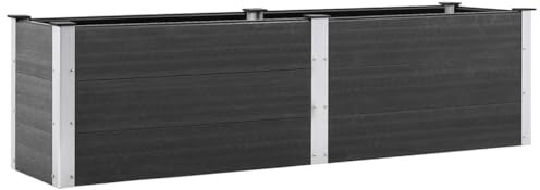 Hommdiy Garten Hochbeet Pflanzkübel Blumenkasten Pflanzkasten WPC Grau 200 x 50 x 54 cm