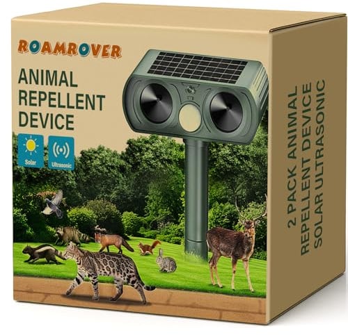 RoamRover 2er-Pack Katzenschreck für Garten Solar, Ultraschall-Katzenschreck für den Außenbereich, kann Katzen, Vögel, Füchse, Waschbären, Kaninchen und Nagetiere wirksam abwehren (2)