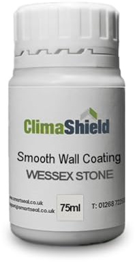 ClimaShield Wall Coating Smooth - Wessex Stone, 75ml Sample - Grey Masonry Paint & Durable Acrylic Paint for Walls to Waterproof & Protect Brick, Render, Cement & Concrete. Lasts up to 15 years
