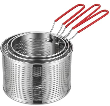 3 Pièces Passoire en Acier Inoxydable, 14/16/18 cm Passoire Inox Cuisine | Tamis Maille Fine avec Poignée, Filtre pour Nouille, Métal Tamis Cuisine, pour Résidus de Filtre, Quinoa, Nouille, Riz