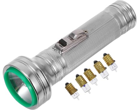 Artibetter Vintage 1980s-inspired Old Fashioned Silver Iron Flashlight with Adjustable Brightness Portable Torch for Photography and Performances Classic Handheld Prop