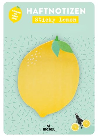 moses. Haftnotizen Zitrone Sticky Lemon – zitronenförmige Sticky Notes, 60 Blatt, selbstklebend, Notizzettel für Büro Schule Zuhause, frisches Design