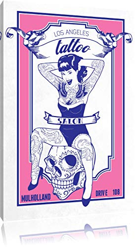 Pixxprint Tattoo Salon White, Größe: 60x40cm, Leinwandbild, fertig gespannt, Wandbild, Dekoration, Kunstdruck, kein Poster