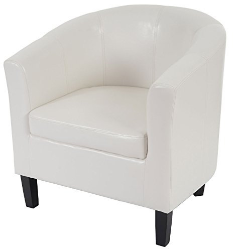 Mendler Sessel Newport T379, Loungesessel Clubsessel, Kunstleder - weiß