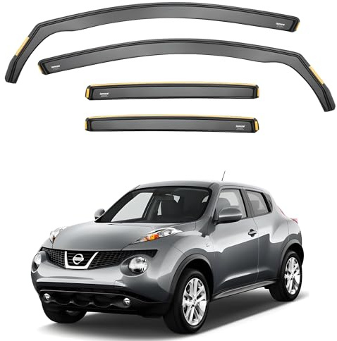 iSpeed Wind Deflectors For Nissan Juke mk1 2010-2019 5 Door SUV 4pc set - Keep Your Car Ventilated in Rain - Reduce Wind Turbulence - Tinted In-Channel Type