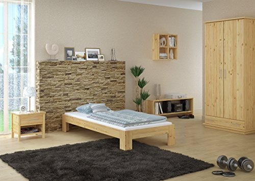 Erst-Holz®Futonbett Einzelbett Massivholzbett Kiefer Natur 90 x 200 Rollrost