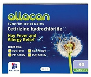 Allacan Cetirizine Hayfever Allergy Tablets (30 Tablets x 18 Packs)