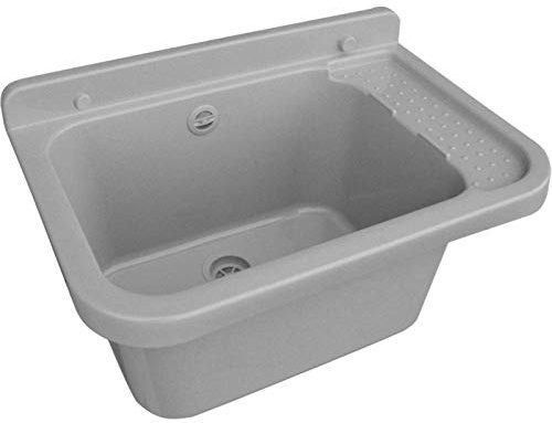 Waschbecken Spülbecken Ausgussbecken 50x34x21 cm Farbe grau inkl. Ablaufgarnitur