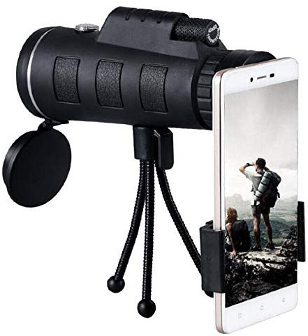 Telescopio Monocular-50X60 HD Monocular Potente Monocular Impermeable con Adaptador y Trípode para Smartphone, Telescopio BAK4 Prisma Dual Focus para la observación de Aves