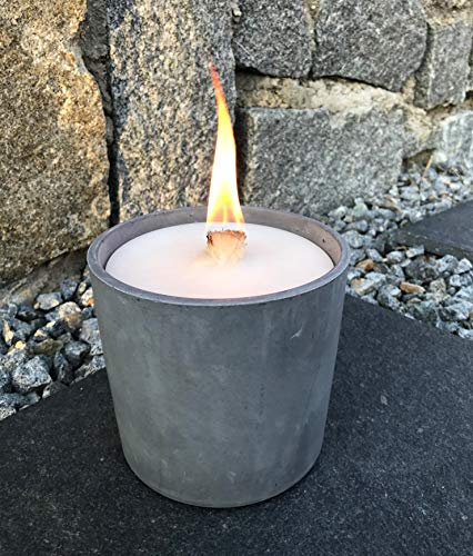WeberHomemade® | Wachsfresser | Kerzenfresser | Schmelzlicht Beton mit Dauerdocht & handgefertigten Dochthalter | Ø 14 cm | nachhaltige & wiederbefüllbare Outdoor Kerze | Beton Kerze