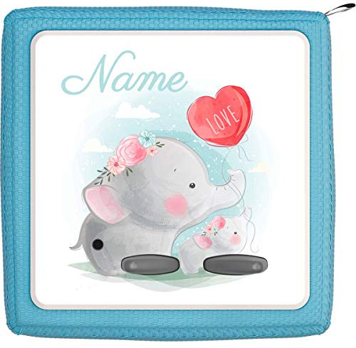 Coverlounge® Schutzfolie passend für die Toniebox mit Namen personalisiert | Baby Elefant hält Luftballon Love