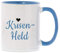 STEMPEL-FABRIK Keramiktasse blau zweifarbig mit Aufdruck - Krisenheld - Tasse - Kaffeetasse - Bürotasse - Kaffeebecher - Teetasse - Geschenkidee - Dankeschön