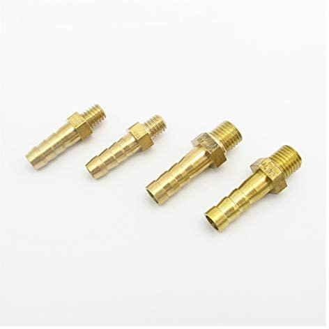 Luiho-Brass 5PCS, 2.5mm 3mm 4mm 5mm 6mm 8mm 10mm OD Schlauchanschluss M3 M4 M5 M6 M8 Metric Außengewinde Messing Rohrfitting, stark und robust (Color : M4 to 4mm)