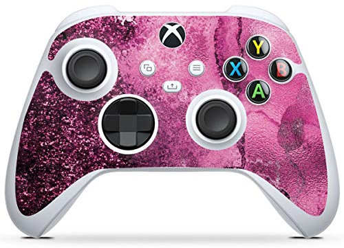 DeinDesign Skin kompatibel mit Microsoft Xbox Series S Controller Folie Sticker pink Marmor Glitzer Look