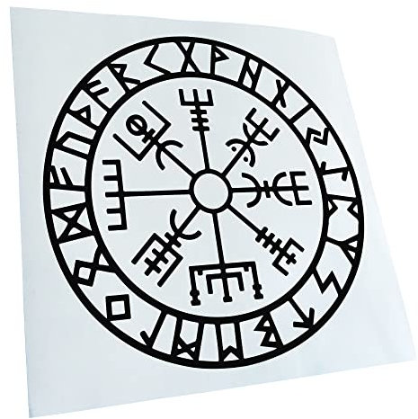 Kiwistar - Autoaufkleber - Wikingerkompass Runen - schwarz - 24x24cm - Heckscheibe Auto Aufkleber wetterfest für Kfz LKW Mofa Truck - Sticker außen selbstklebend Tuning Zubehör für Fenster Fahrzeug