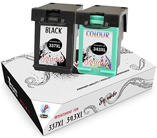 Squuido 2 Remanufactured Tintenpatronen 337 343 kompatibel mit HP OfficeJet 100 150 Mobile Deskjet 6940 6980 5940 OfficeJet H470 H470b K7100 Photosmart D5160 C4180 | Hohe Kapazität