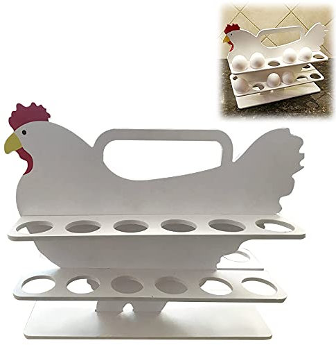 Contenitore per Uova, Portable Wooden Countertop Egg Tray Kitchen Storage Organizing Rack, Piatto Porta Uova per La Cucina