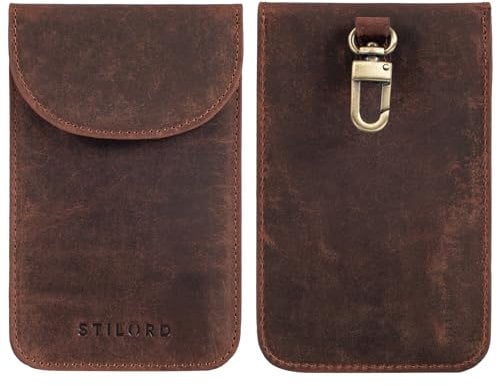 STILORD 'Savior' Keyless Go Schutz Leder Schlüsseletui RFID Schutzhülle Autoschlüssel Schlüsseltasche Funkschlüssel Abschirmung Key Safe Schlüssel Tasche Vintage, Farbe:Veleta - braun