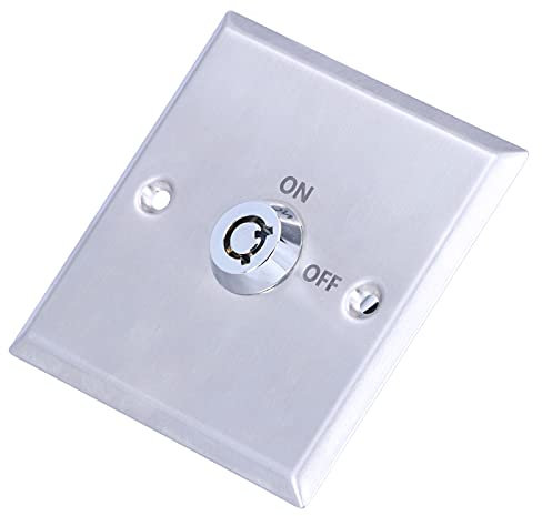 Sdfafrreg Interruptor de Llave de Puerta de Acero Inoxidable Plateado, 2 Teclas, 12V, 12A, 2 Vías, Montaje en Panel, NO/NC/COM, Control Manual