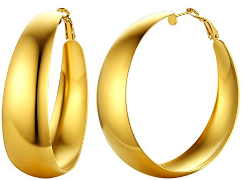 FindChic Orecchini a cerchio in oro da donna all'ingrosso in acciaio inossidabile, a forma di chiodo per ragazza, grande cerchio, anello 40/60 mm, gioielli regalo per San Valentino, ragazza