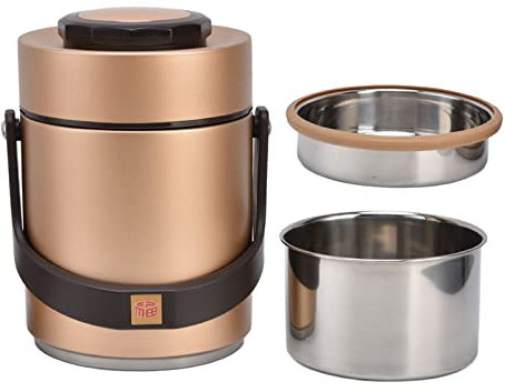 Insulated Lunch Containers, 1.5L Stainless Steel Double Wall Vacuum Food Jar with Handle, Hot Food Meal Flask Lunch Box for Work, Travel, Picnic(Gold)