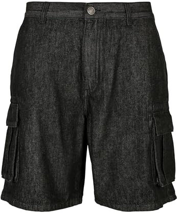 Urban Classics Herren Kurze Jeans Organic Denim Cargo Shorts, Farbe Black Washed, Größe 30
