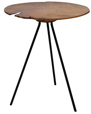 Brillibrum Design| Beistelltisch Teakholz | Handmade | Couchtisch rund | Kleiner Teakholztisch | außergewöhnlich, Groß: 45 x 50 cm (H x Ø