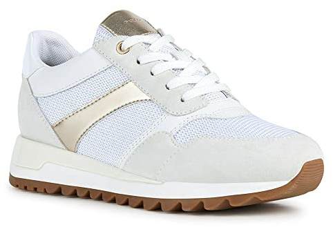 Geox Women's D Tabelya Trainers, Off White, 7.5 UK