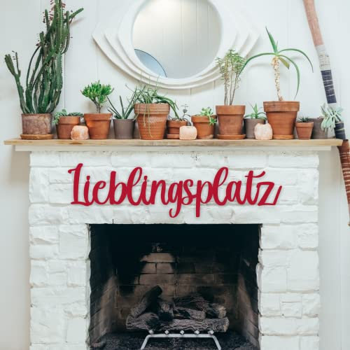 Schriftzug Lieblingsplatz aus Holz in verschiedenen Farben und Schriftarten (Weiß-matt)