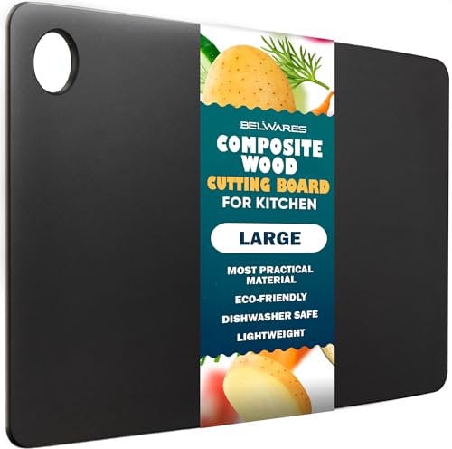 Wooden Cutting Board for Kitchen - Large Composite Wood Cutting Boards Dishwasher Safe 14.5 X 11.25 Inch - Thin, BPA Free & Eco-Friendly Chopping Board (Slate Black)