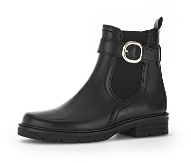 Gabor Damen Chelsea Boots, Frauen Stiefeletten,Wechselfußbett,Best Fitting,Winterstiefeletten,Winterschuhe,Stiefel,schwarz/Gold,40.5 EU / 7 UK