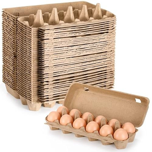 Opaeroo Egg Cartons Bulk, Blank Natural Pulp Egg Cartons Duck Egg Cartons Holds Up to 12 Eggs Per Pack Sturdy Cardboard Egg Cartons 20-Pack