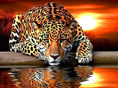 Pavemlo 5D Diamond Painting Completo Kits Leopardo Y Tigre, DIY Kit de Pintura de Diamante Arte Animal, Completo Bordado Punto de Cruz Stitch Cristal Pintura Manualidades para Decoración 30X40 cm