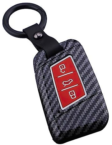 ontto Autoschlüssel Hülle Passt für VW Tiguan MK2 Golf Tiguan Passat B8 CC Arteon für Skoda Superb A7 Octavia ABS Schutzhülle Schlüsselhülle Schlüsselanhänger Schlüsseletui Schlüsselcover-C Rot