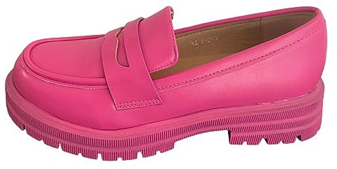 Queentina Scarpe basse da donna con tacco alto, mocassini HXL, Hxl 6 fucsia, 39 EU