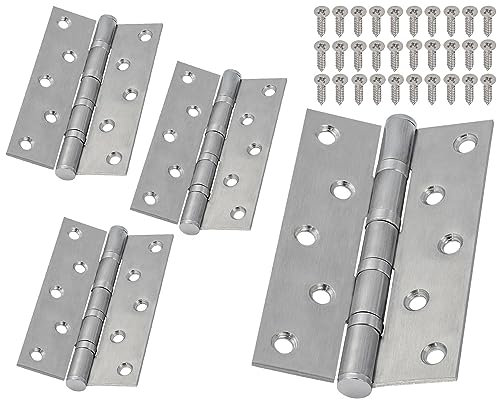 Neuhall 2 Paar Scharniere klappbar 125mm (4 Stück) Edelstahl V2A für Türen Holztür Schranktür Tisch Türscharniere Innen & Außen Klavierband Möbelscharniere inkl. Schrauben