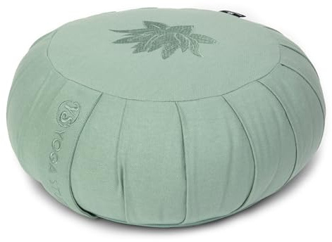 Yoga Studio Zafu Coussin de méditation rond plissé - Motif feuille de lotus