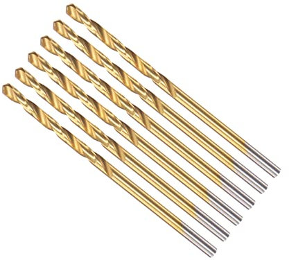 CoCud Torsion Foret Mèches, 2,4 mm Perçage Diamètre, Titane Revêtement Haute Vitesse Acier 6542 Droit Rond Tige - (Applications: pour Inox Acier Alliage Métal), 6-Pièces