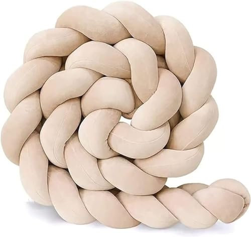 Evimstil Bettschlange Geflochten, Nestchenschlange, Bettschlange, Geflochten Knotenkissen, Seitenschläferkissen, Bettumrandung Kantenschutz,300cm