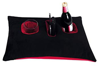 Relax ME Kissen Multifunktional Allzweckkissen -Tablett & Getränkebehälter- Tolles Geschenk Idee - Multifunktionskissen, Sofakissen, Kopfkissen, Dekokissen, Reisekissen - SchwarzRot 40 x 60 cm -