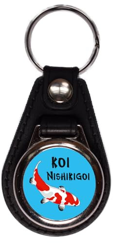 MotivMonster - Koi - Nishikigoi - Schlüsselanhänger mit Einkaufswagenchip - Handmade - aus Kunstleder mit magnetischem Chip - Anhänger mit Einkaufschip