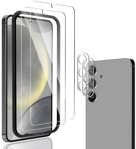 Jewloofa Vetro Temperato per Samsung Galaxy S24 Pellicola Protettiva [2 Pezzi] e Pellicola Fotocamera [2 Pezzi], Durezza 9H/Anti-Impronte, Vetro Pellicola Protettiva per Galaxy S24