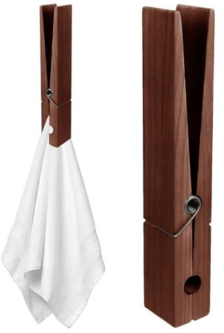 Giant Clothespin Towel Holder - 30 Cm Wooden Large Bathroom Towel Holder Clips - Large Wooden Clothes Clips With Spring, Sturdy Clothes Pins Wood For Living Room Laundry Room And Bedroom