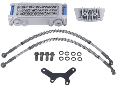 HERCHR Dispositivo di Raffreddamento Dell'olio per Moto, Universale Set di Radiatori per Olio Motore, Sistema di Raffreddamento, Kit di Ricambio per 125, 50cc, 150cc, Dirt Pit Bike