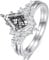 Yaresul Sterling Silber 925 Set - Schwarzer Rutilquarz Ring, Rautenförmiger und V-Form Verlobungsring für Damen, Größe 49.3 (15.7)