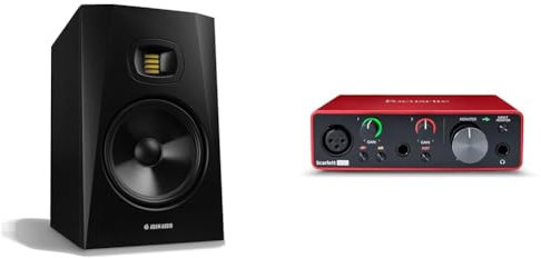 ADAM AUDIO T8V Studiomonitor für Aufnahmen, Mischungen und Mastering in Studioqualität & Focusrite Scarlett Solo 3. Gen USB-Audio-Interface-Bundle für Gitarristen