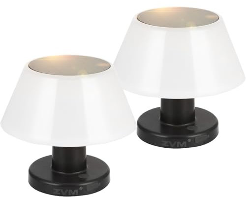 ZVM Solar Tischlampe Dimmbar Outdoor - 2 Stück, Akku Led Tischleuchte mit 2 Helligkeitsmodi, 2 in1 Solarladung&USB Aufladung, 2200mAh, 3000K&6000K, IP54 Wasserdicht für Tisch Garten Schlafzimmer