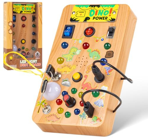 SIYOMG Montessori Busy Board, Montessori Spielzeug ab1 Jahr alt Kinder Activity Board Kunststoff mit 8 LED-Lichtschalter Spielzeug Sensory Learning Toys für 1 2 3 4 Jahre alte Babys