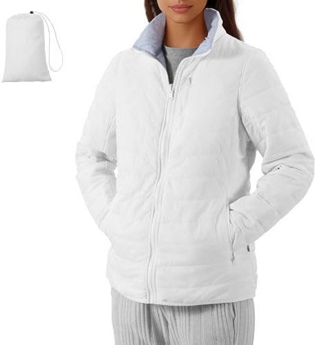 JEMIDI Giubbotto Autunnale Donna - Giacca Piumino Primavera - Giubbino Mezza Stagione - Giubbini Autunnali - Piumini Invernali - Double Face - con 5 Tasche Zip e Borsa Trasporto